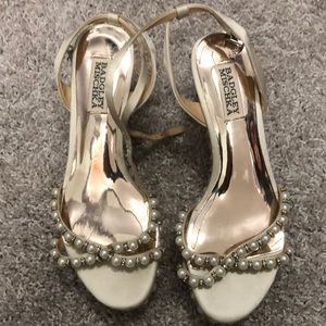 Badgley Mischka pearl rhinestone wedges